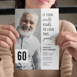 Sextio Chic Foto 60-årsfirande Inbjudningskort