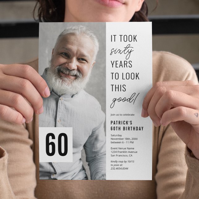 Sextio Chic Foto 60-årsfirande Inbjudningskort (Skapare uppladdad)