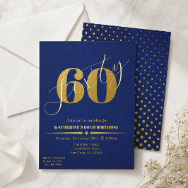 Sextio Eleganta Blå & Guld 60-års Födelsedagsinbju