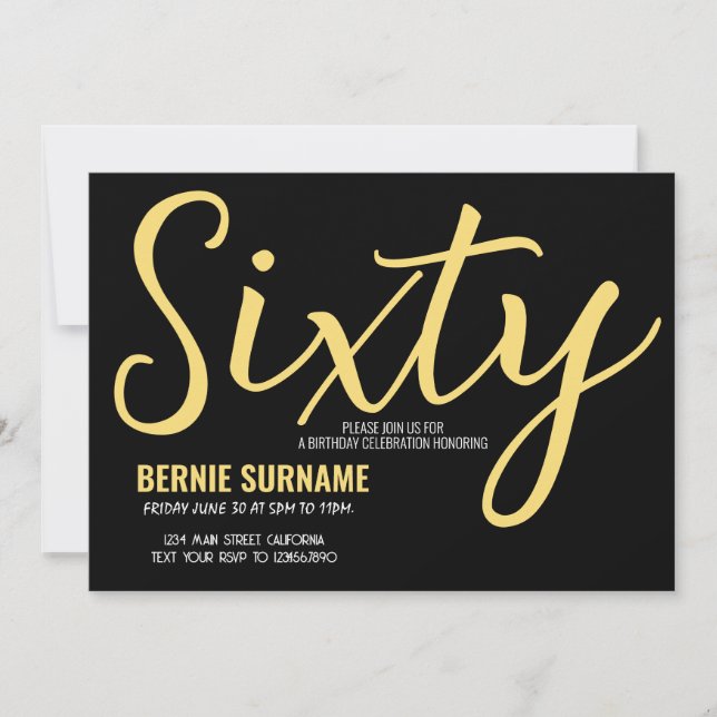Sextio födelsedag 60:e enkla Födelsedagsfesten Inbjudningar (Framsida)