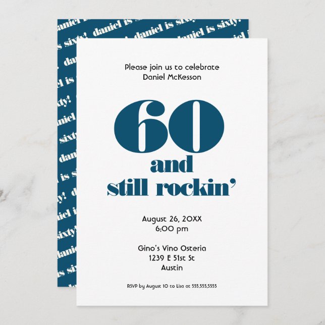Sextio födelsedag 60 och fortfarande Rockin' | Par Inbjudningar (Fram/baksida)