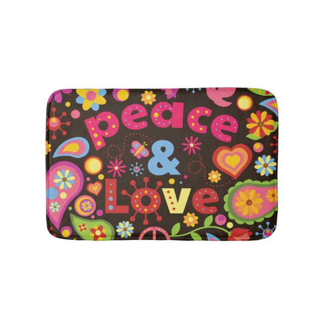 Sextio Hippie Hippy Peace och Kärlek Bath mat Badrumsmatta (Framsidan)