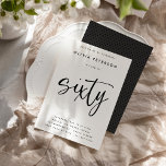 sextio | Modern B&W 60:e Födelsedagsfest-typografi Inbjudningar<br><div class="desc">Dessa enkla, elegant, men sofistikerade, 60:e födelsedagsfest inbjudan, har ord som "sextio" i handskrivande kalligrafiskript för stil och ett välplacerat, modernt sans serif-typografi. Du kan enkelt ändra färg-schemat till din egen skräddarsydda palett med två färg genom att använda knappen "Redigera med Design Verktyg" eller hålla fast vid den klassmässiga, minimalistiska...</div>