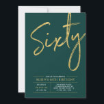 sextio | Modern Guld & Grönt 60:e Födelsedagsfeste Inbjudningar<br><div class="desc">Fira din speciella dag med den här enkla snyggten 60 födelsedagsfest inbjudan. Den här designen har ett penselskript "sextio" med en ren layout i kombinationen grönt & guld färg. Fler formgivningar och party-tillbehör finns på min butik BaraBomDesign.</div>