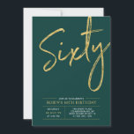 Sextio | Modern guld- och grön 60-årsfest Inbjudningar<br><div class="desc">Fira din speciella dag med denna enkla och stilrena inbjudan till 60-årsfest. Designen har en borstskrift "Sextio" med en ren layout i grön och guld färg. Fler designs och festartiklar finns i min butik BaraBomDesign.</div>