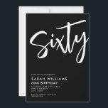 Sextio moderna svarta och vita 60:e födelsedagen inbjudningar<br><div class="desc">60-dagars inbjudan till svartvitt och svartvitt</div>