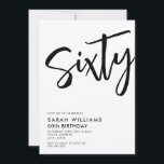 Sextio moderna svarta och vita 60:e födelsedagen inbjudningar<br><div class="desc">60-dagars inbjudan till svartvitt och svartvitt</div>