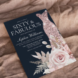 Sextio och Fabulous! Dusty Ro Blommigt 60:e födels Inbjudningar