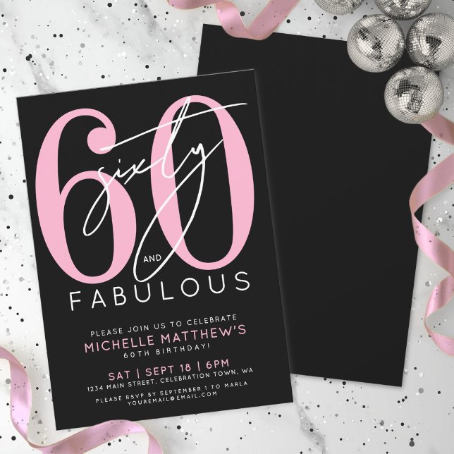 Sextio Och Fantastisk 60-årsfest Inbjudningar (Sixty And Fabulous 60th Birthday Party Invitation )