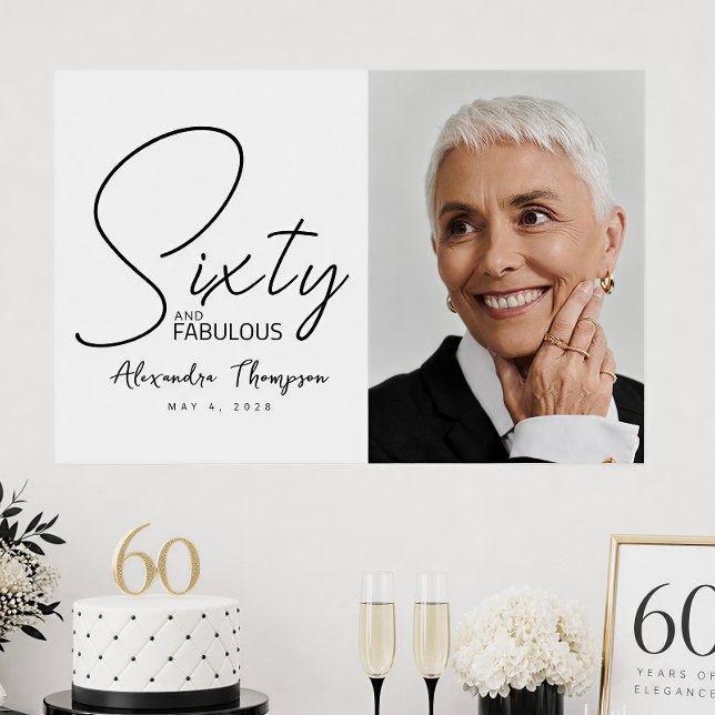 Sextio och fantastisk foto 60-års födelsedagsfest poster (Skapare uppladdad)