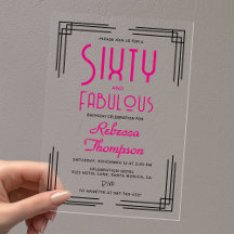 Sextio och fantastisk het rosa Art Deco 60-årsdag