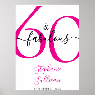 Sextio och fantastisk rosa 60-årsfest poster