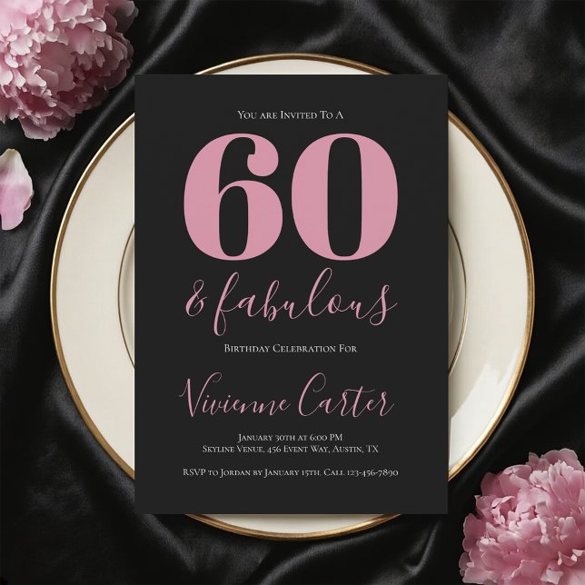 Sextio och fantastisk skript Rosa 50-årsfest Inbjudningar (Sixty and Fabulous Script Pink 50th Birthday Party Invitation)