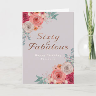 Sextio och fantastiska blommigtar koral ro födelse kort