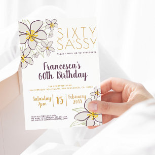 Sextio och sassy White Guld Modern Jasmine-Blommig Inbjudningar