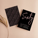 sextio | Ro Guld & Black 60:e Födelsedagsfesten Inbjudningar<br><div class="desc">Fira din speciella dag med den här enkla snyggten 60 födelsedagsfest inbjudan. Den här designen har ett penselskript "sextio" med en ren layout i svarta & ro guld färg i kombination. Fler formgivningar och party-tillbehör finns på min butik BaraBomDesign.</div>