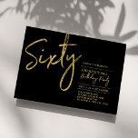 sextio | Svart & Guld Modern 60:e Födelsedagsfeste Inbjudningar<br><div class="desc">Fira din speciella dag med den här enkla snyggten 60 födelsedagsfest inbjudan. Den här designen har ett penselskript "sextio" med en ren layout i svarta & guld färg-kombinationen. Fler design finns på min butik BaraBomDesign.</div>