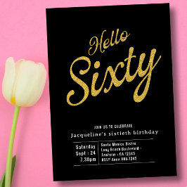 Sextio svarta, moderna, 60:e födelsedagsinbjudan t inbjudningar