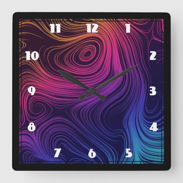 Sextio Vibe Circles & Swirls Coola Mönster Fyrkantig Klocka (Framsida)