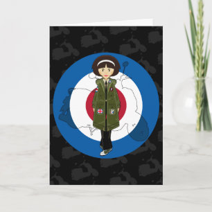 Sextiotal Mod Girl in Parka with Scooter Card Kort