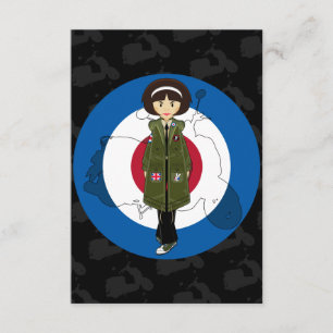 Sextiotal Mod Girl in Parka with Scooter OSA kort