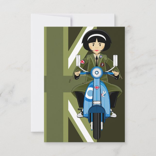 Sextiotals Mod flicka i Parka med Scooter (Framsida)