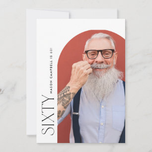 sextiotard bågfoto 60:e moderna enkla födelsedagsf inbjudningar