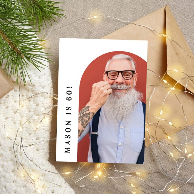 sextiotard bågfoto 60:e moderna enkla födelsedagsf inbjudningar (Skapare uppladdad)