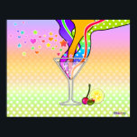 SEXTITETER POP ART STIL MARTINI POSTER<br><div class="desc">Martini går med poppgrafik med retro stil pop art martini-glas som bara brinner med blomning och färglöst grafik från 60 stil, medan Gult Submarine tecknad flair. En contemporary martini får en liten blomsterproduktion och en del roligt kläder blir piskade för att skapa en roligt konstverk som tar lycklig timmes retro...</div>