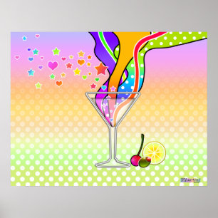 SEXTITETER POP ART STIL MARTINI POSTER