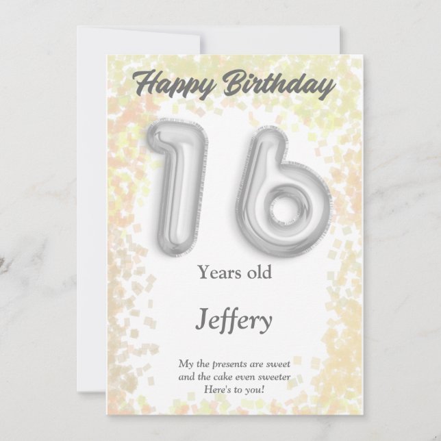 Sexton år gammalt Grattis på födelsedagen-kort (Framsida)