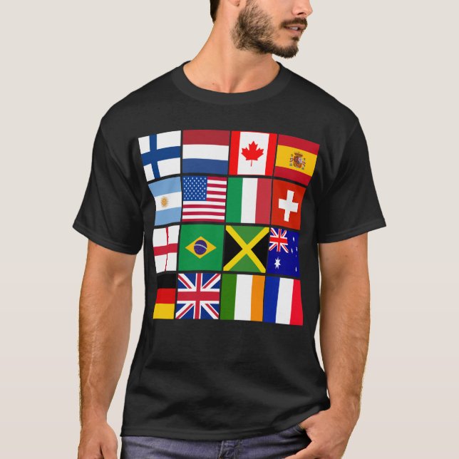 Sexton flaggor av många nationT-tröja, muggar, mer T Shirt (Framsida)