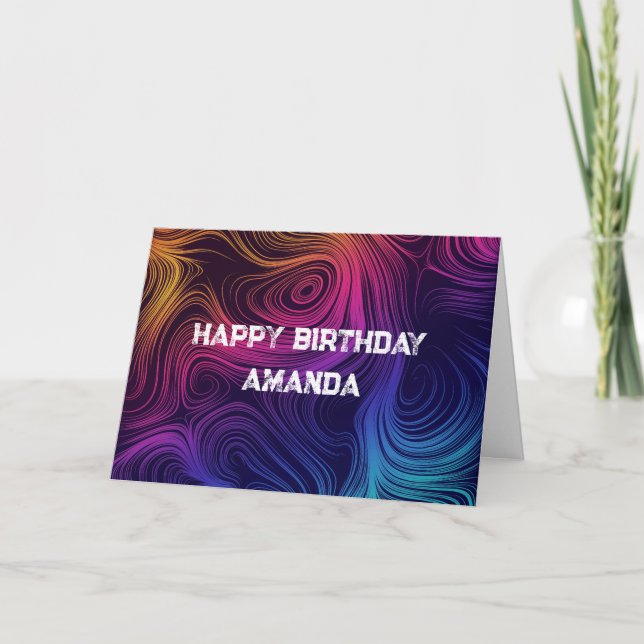 Sexton Vibe Circles & Swirls Mönster Birthday Kort (Framsida)