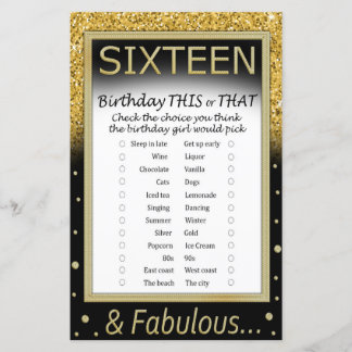 Sextonårsdag Detta eller Det-spelet