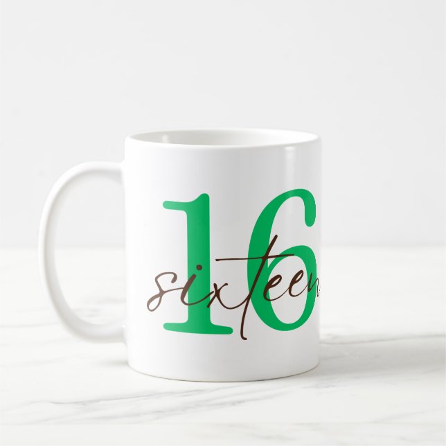 Sextonde 16-årsjubileum Personalisering Kaffemugg (Vänster)