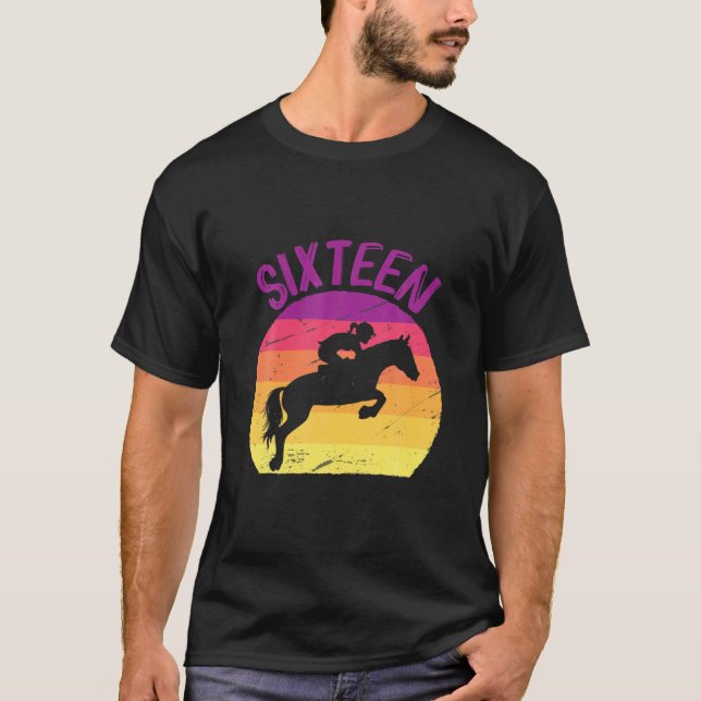 Sextonde Födelsedagsfesten Horse Rider Horseback R T Shirt (Framsida)