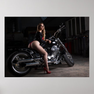 Sexualmodell på motorcykelns Poster
