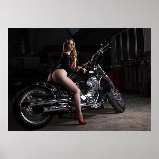 Sexualmodell på motorcykelns Poster (Framsidan)