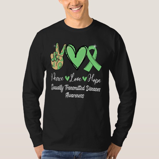 Sexuellt överförda sjukdomar STD Peace Kärlek Hope T Shirt (Framsida)