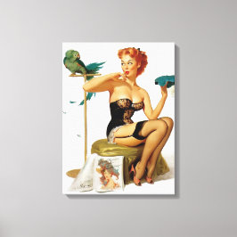 Sexuellt rött hår pinup flicka canvastryck