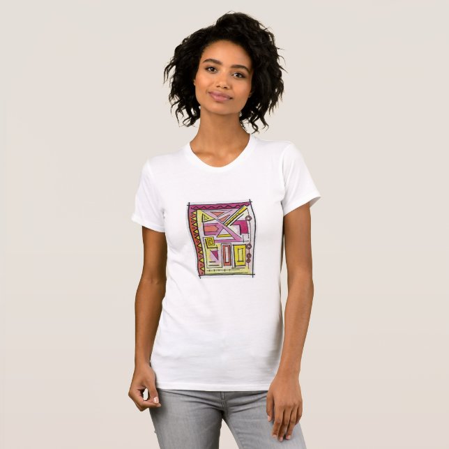 Sexvisemisk handmålad Abstrakt konst T Shirt (Hel framsida)