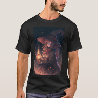 Sexy Anime Witch Holding Cute Lantern T Shirt