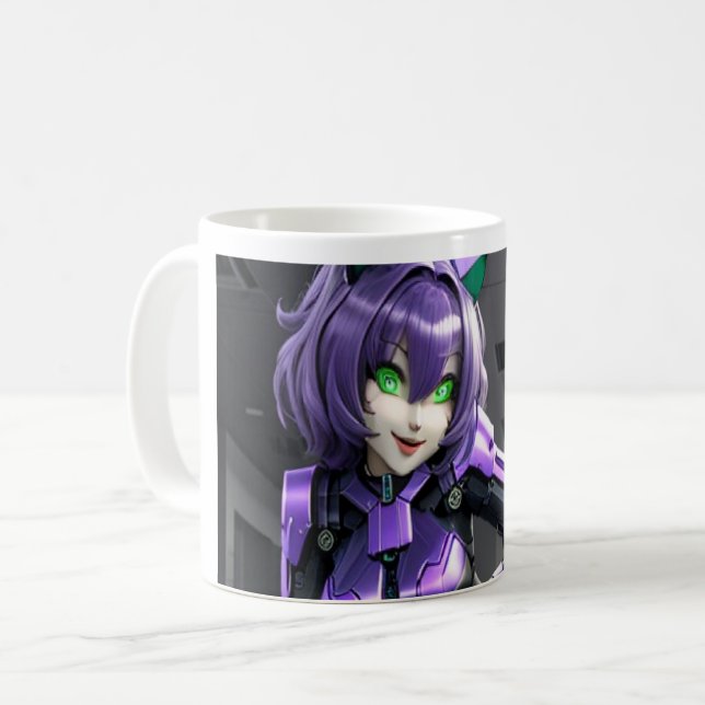 Sexy animerad catgirl kaffemugg (Framsida vänster)