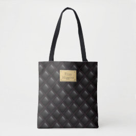 Sexy Black Leather Quilted Goemtric Mönster Namn Tygkasse