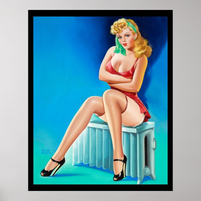 Sexy blond! Vintage Fäst upp flickkonst poster (Framsidan)