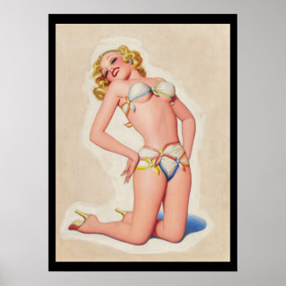 Sexy blond! Vintage Fäst upp flickkonst poster
