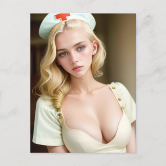Sexy Blonde Nurse-vykort Vykort
