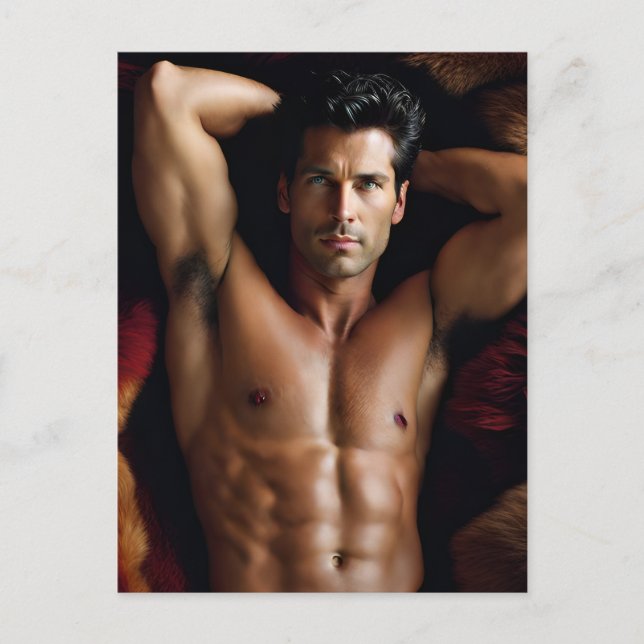 Sexy Brunette Man Vykort (Framsida)