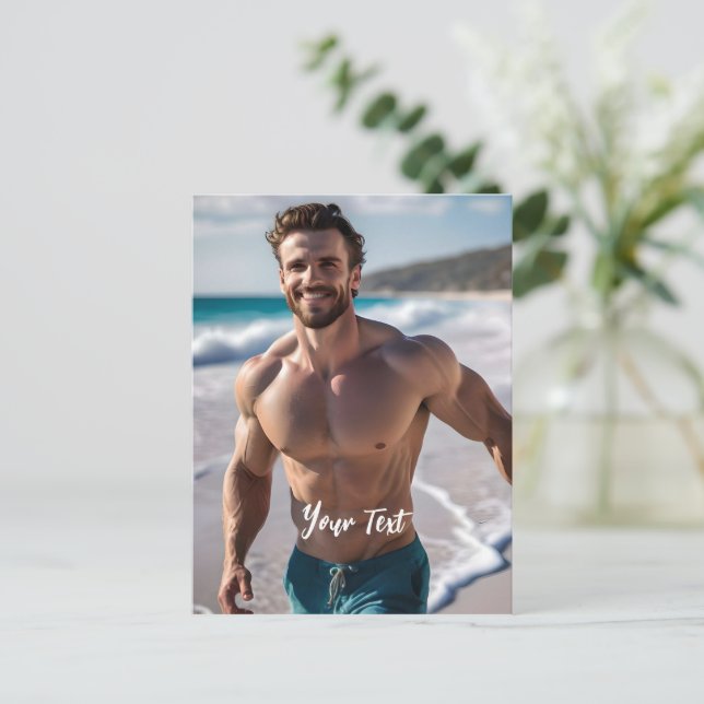 Sexy Brunette Man Vykort (Stående Fram)