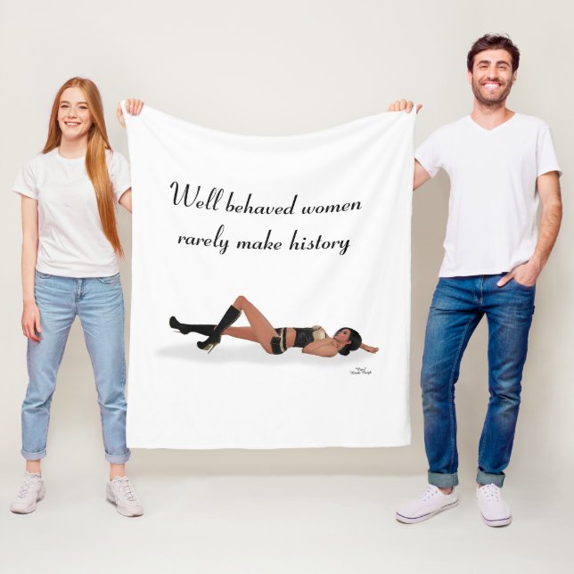 Sexy Brunette Pinup Girl Sleeping Fleece Blanket (På plats)